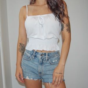 *New* White Tie Front Crop Top